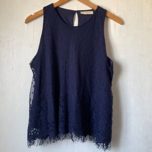 Sophie Rue Lacey Fringe Polka Dot Navy Blue Romantic Quiet Luxury Womens Small